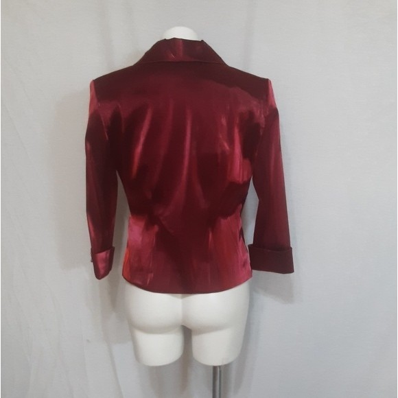 Dressbarn Collection Magenta Red Satin Formal Suit-Blouse & Blazer Set Size 8 - Picture 7 of 11